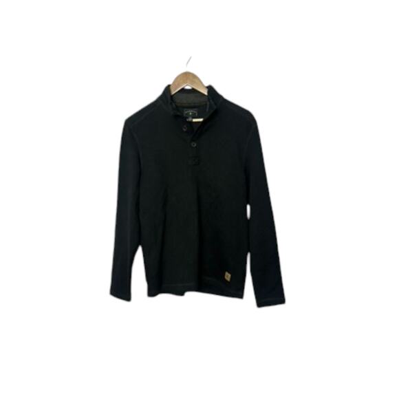 G.H. Bass & Co Black 1/4 Button Ribbed Pullover Men's Size Small - Picture 6 of 7